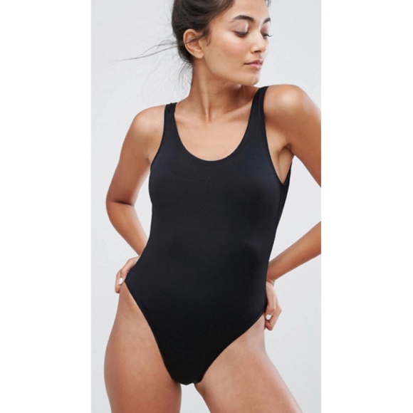 NWT New Look Black High Leg One Piece Swimsuit Sz6 - Picture 3 of 4